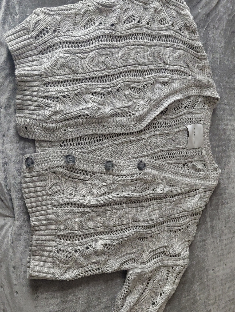 525 America Light Gray Open Knit Sweater Cardigan